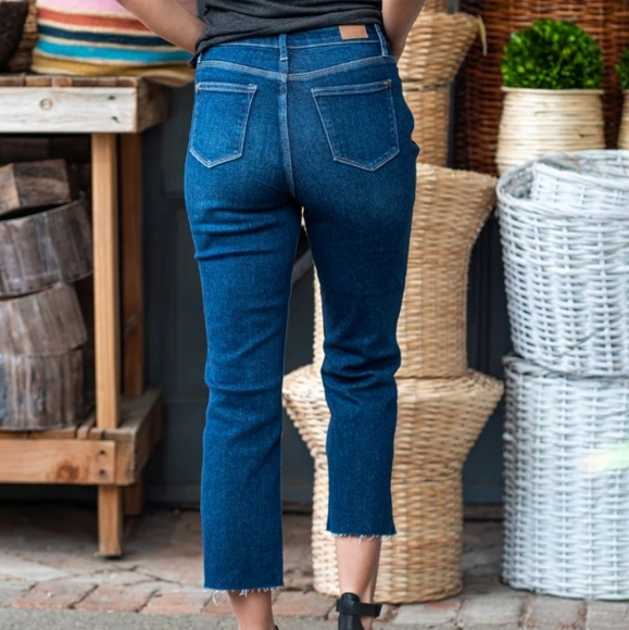 Judy Blue Joan High Rise Cropped Straight Raw Hem Ankle Slit Denim Jean… - Picture 10 of 13